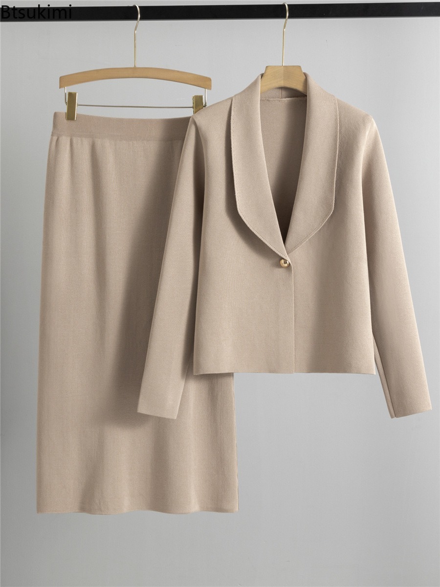 Winter Clothing Pk - Jesienno-zimowy dzianinowy komplet dwuczęściowy damski, elegancki