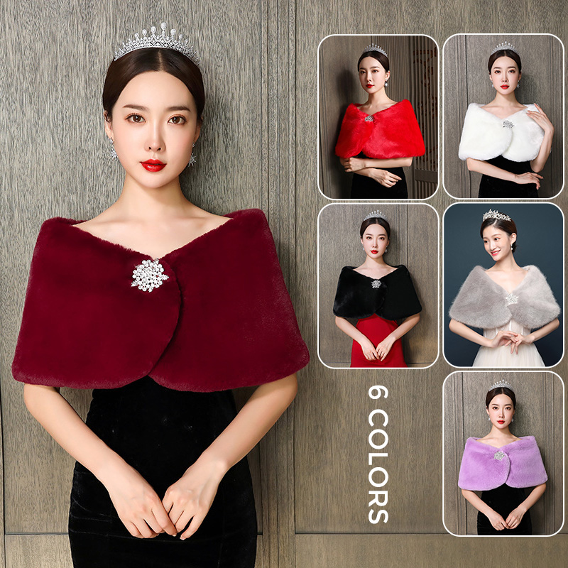 Winter Clothing Pk - Damski szal ślubny peleryna ślubna sztuczne