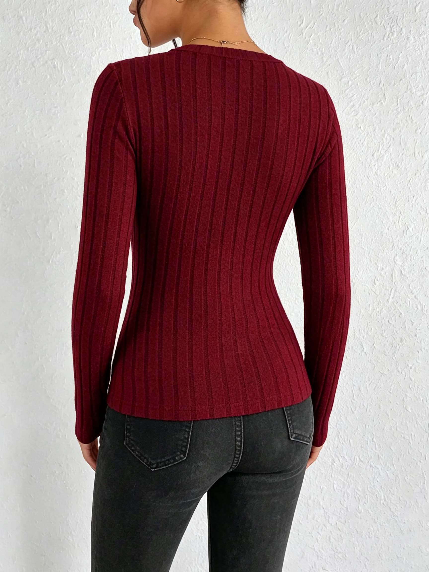 Damska gładka bluzka z dekolte – Winter Clothing For Women recenzja i cena